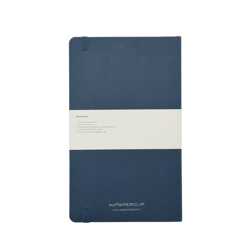 Paperclip Hand Drawn Paper Back, Blue Ruled Medium Notebook (With Back Pocket)-ESX192MR