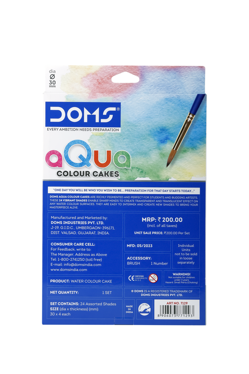 Doms Aqua Colour Cakes Set of 24