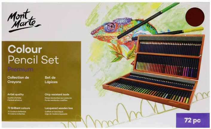 Mont Marte - Colour Pencil Set- 72 Pc-Suitable for Sketching, drawing and colouring