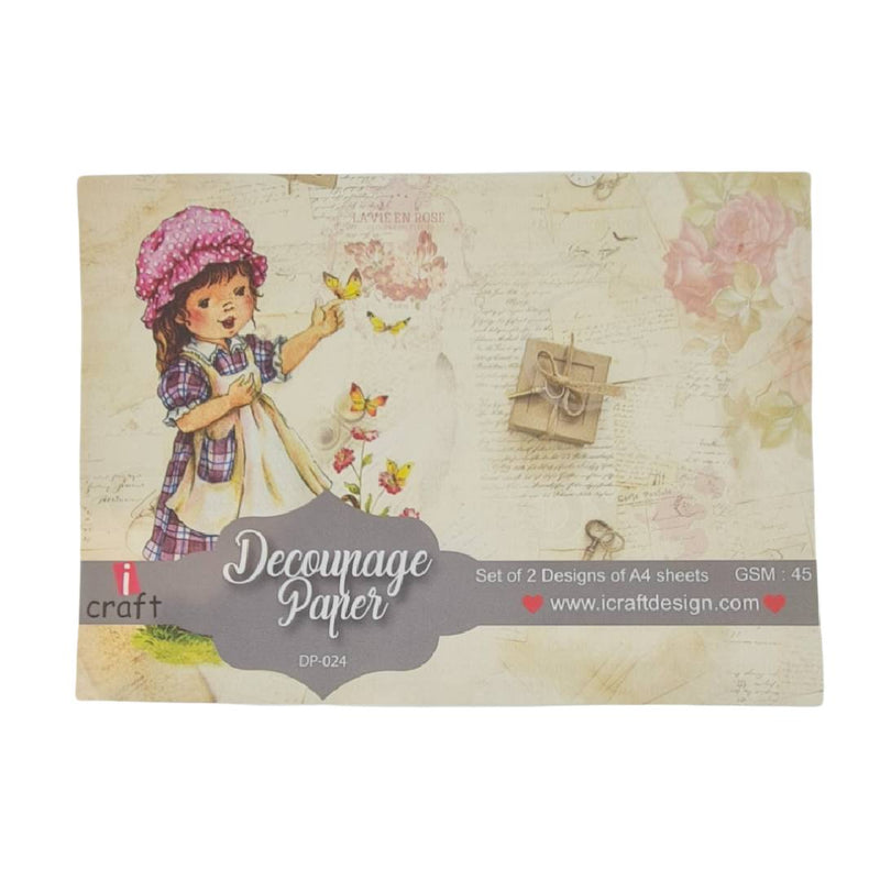 Icraft A4 Decoupage Paper DP-024 Pack Of 2
