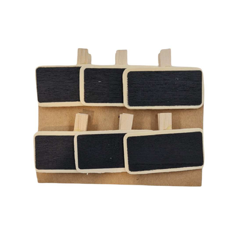 Wooden Black Borad With Clips Set of 6
