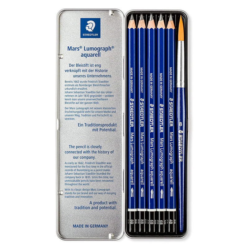 Staedtler 100A G6 5 Mars Lumograph Aquarell Pencil Set of 6