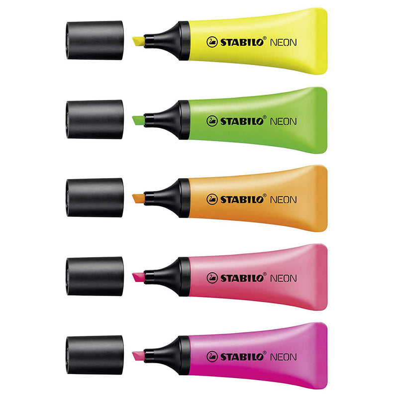 Stabilo Neon Highlighter Pen Set - Pack of 5 (Multicolour)