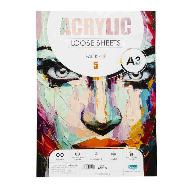 Scholar A3 Acrylic Loose Sheets - 360 Gsm 5 Sheets (ACRL3)