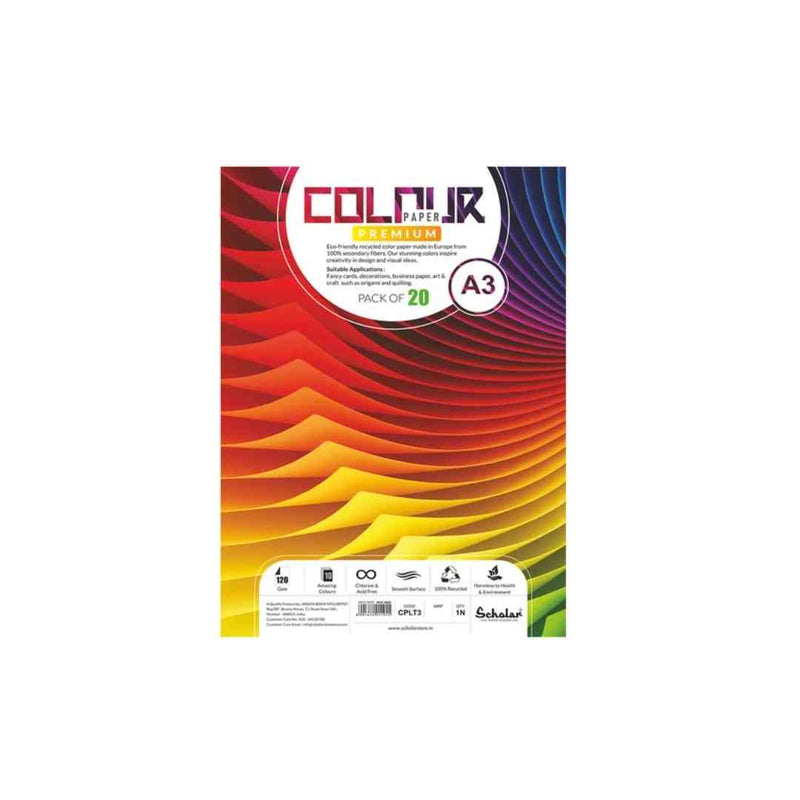 Scholar A3 Color Paper Loose Sheets - 120 GSM  20 Sheets (CPLT3)