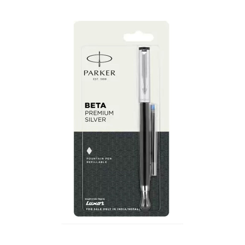 Parker Beta Premium Chrome Trim Silver Fountain Pen