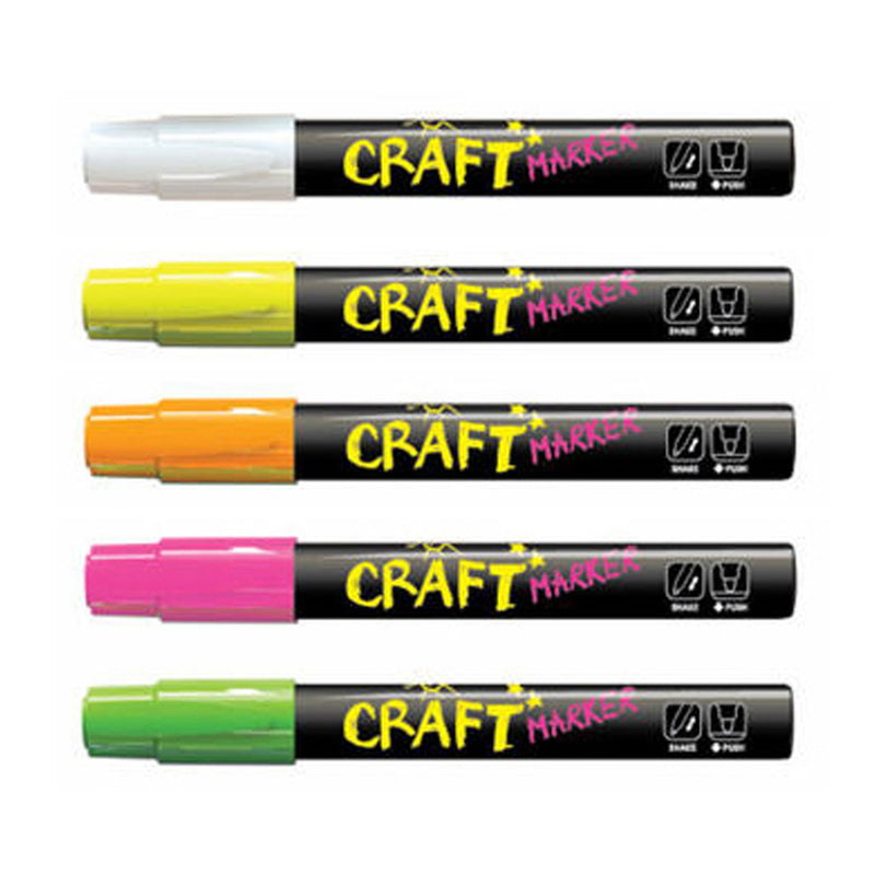 Amos Neon Craft Markers, 5 Pieces Set