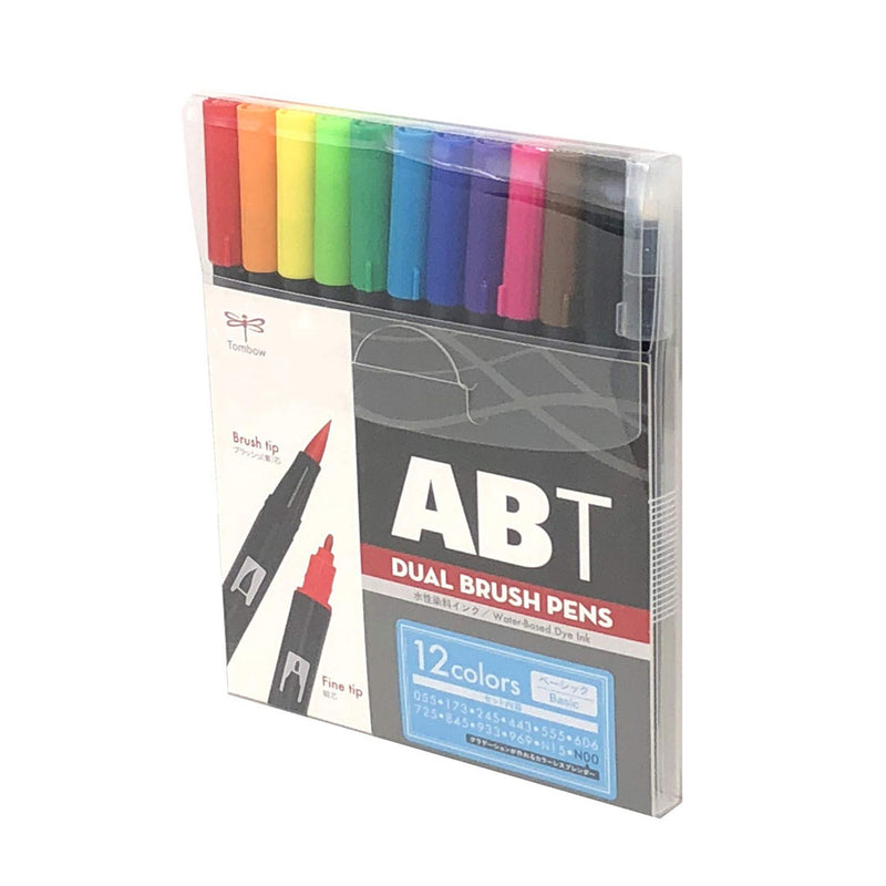 Tombow Abt Dual Brush Pens  Basic Set Of 12 - ABT12CBA