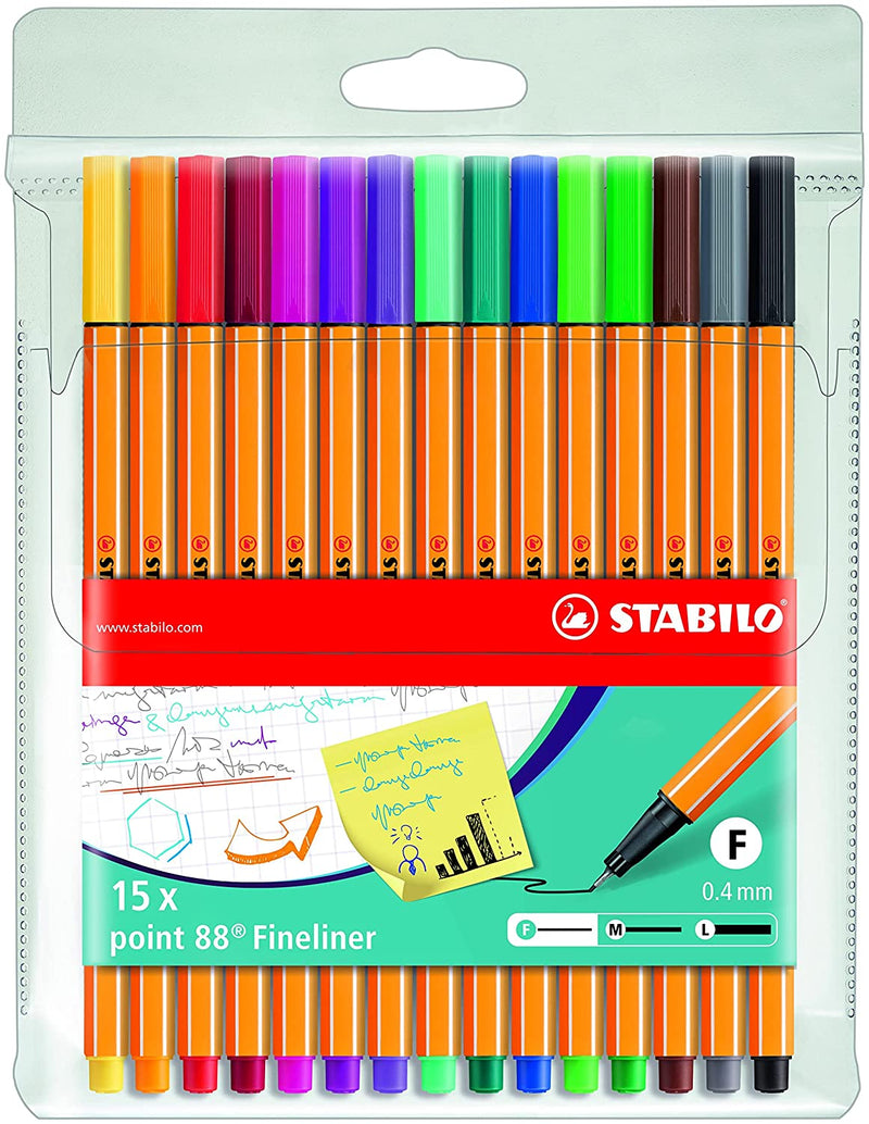 Stabilo Point 88 - Fineliner - Wallet of 15 (Assorted Colours)