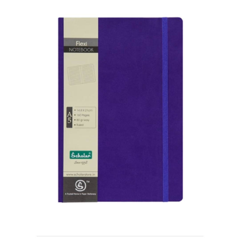 Scholar A5 Flexi Soft Bound Notebook Violet-160 Ruled Pages- FLX2V