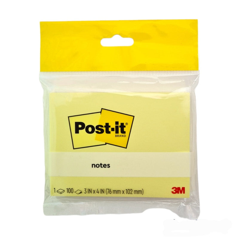 3M Post It Sticky Note 3 in x4 in (76 mmx120 mm)-100 Sheets