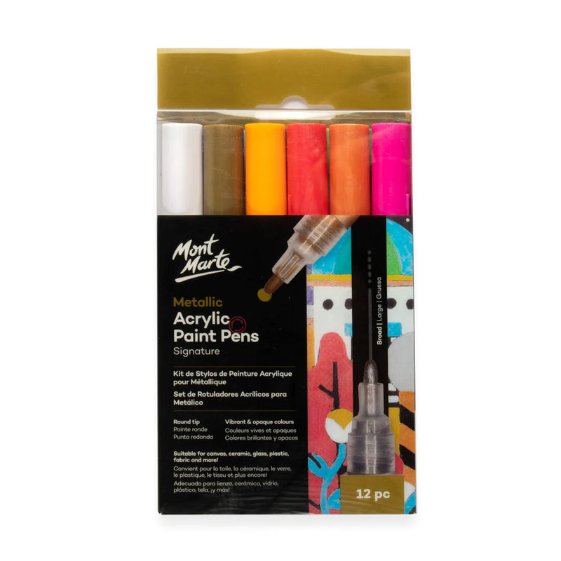 MONT MARTE ACRYLIC PAINT PENS METALLIC 12PC - MPN0168