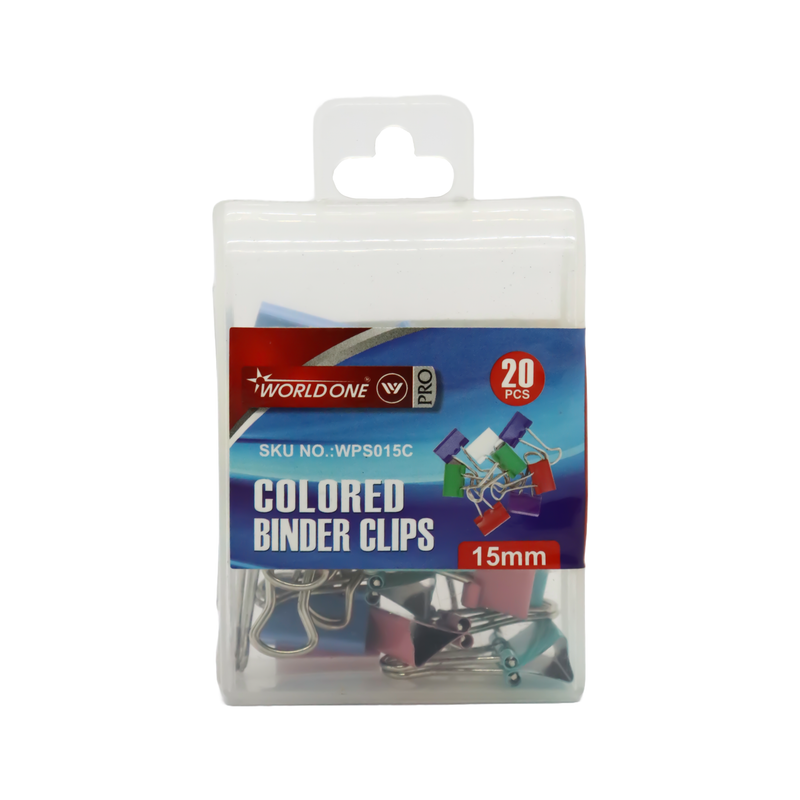 WORLDONE COLORED BINDER CLIPS 20PCS 15MM - WPS015C