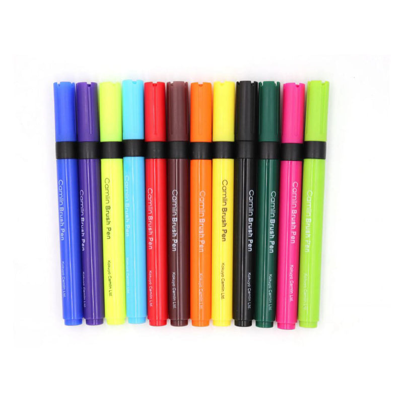 Camlin Kokuyo Brush Pen, 12 Shades (Multicolor)