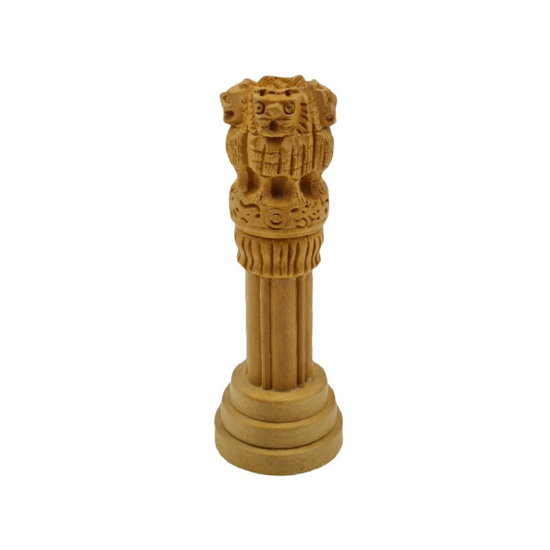 Wooden Ashoka Pillar Table Top 10*3 cm