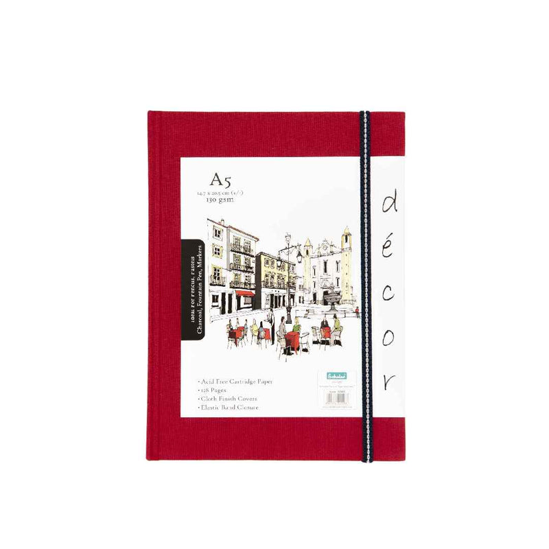 Scholar A5 Décor Sketch Book - Red 130 Gsm 64 Sheets  (DSB2)