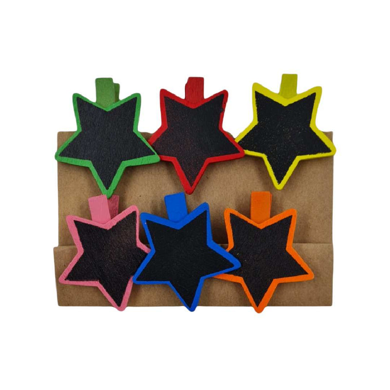 Wooden Clip Set of 6 With Black Borads