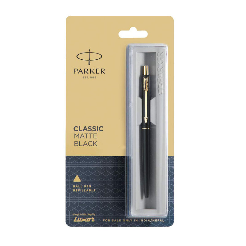Parker Classic Matte Black Gold Trim Ball Pen