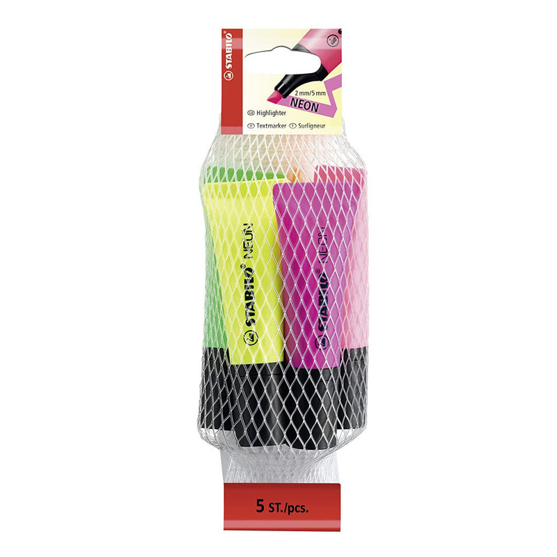 Stabilo Neon Highlighter Pen Set - Pack of 5 (Multicolour)
