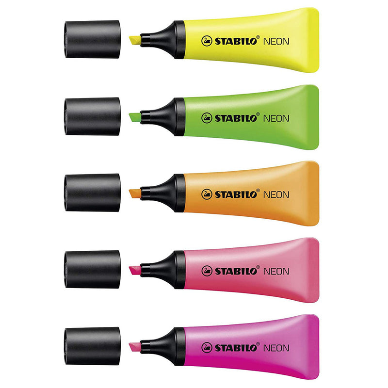 Stabilo Neon Highlighter Pen Set - Pack of 5 (Multicolour)