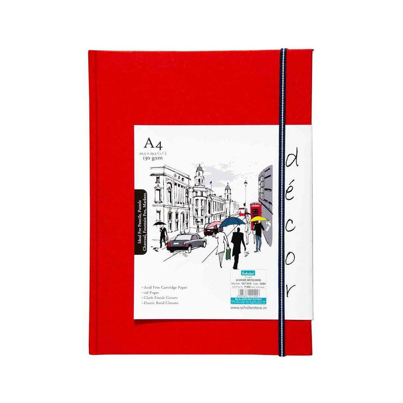 Scholar A4 Décor Sketch Book - Red (DSB4) 130 Gsm 64 Sheets