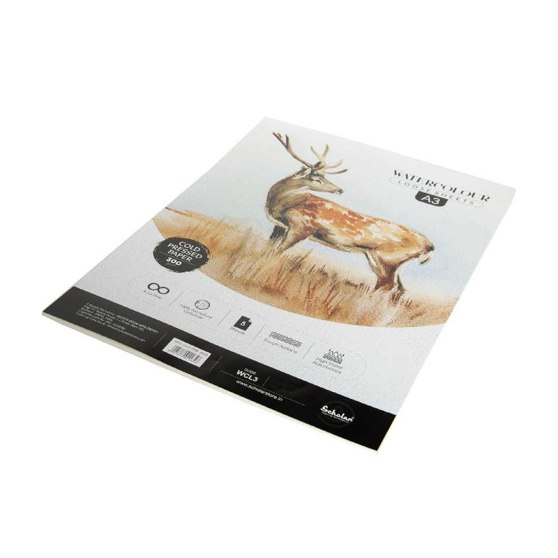 Scholar Watercolour Paper 300 gsm Cold Pressed A3 5 Sheets 300Gsm  (WCL3)