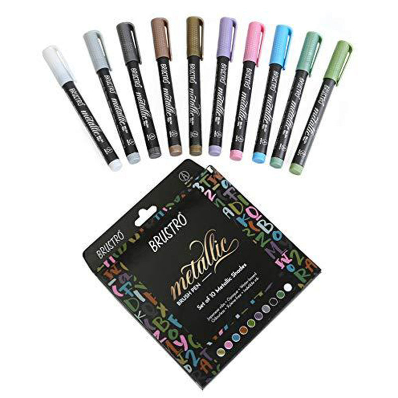 Brustro Metallic Brush Pen Set 10