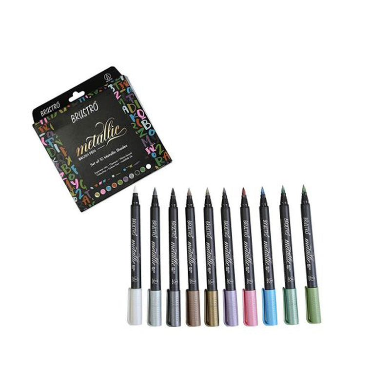 Brustro Metallic Brush Pen Set 10