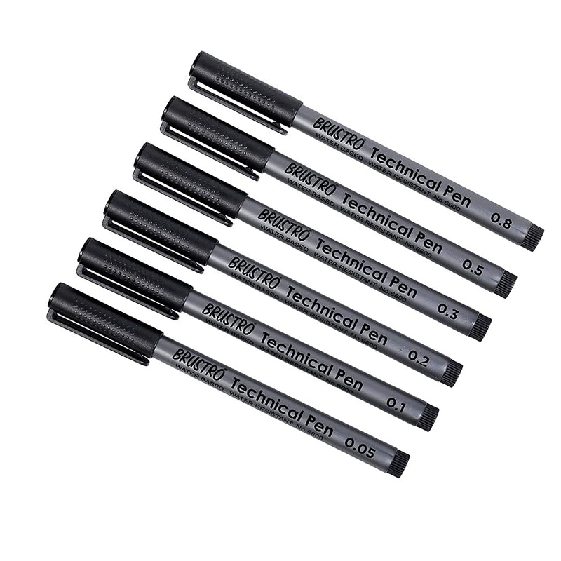 Brustro Technical Pens Black Set of 6