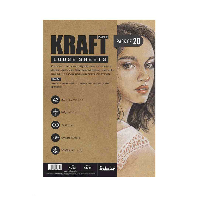 Scholar A3 Kraft Paper Loose Sheets (KLS3) - 170 GSM 20 Sheets