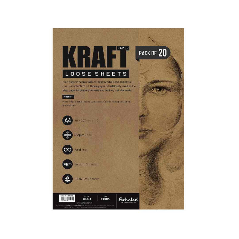 Scholar A4 Kraft Paper Loose Sheets (KLS4) - 170 GSM 20 Sheets