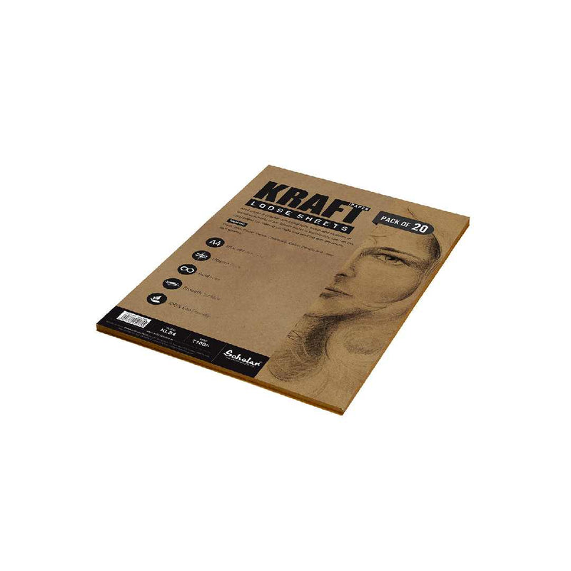 Scholar A4 Kraft Paper Loose Sheets (KLS4) - 170 GSM 20 Sheets