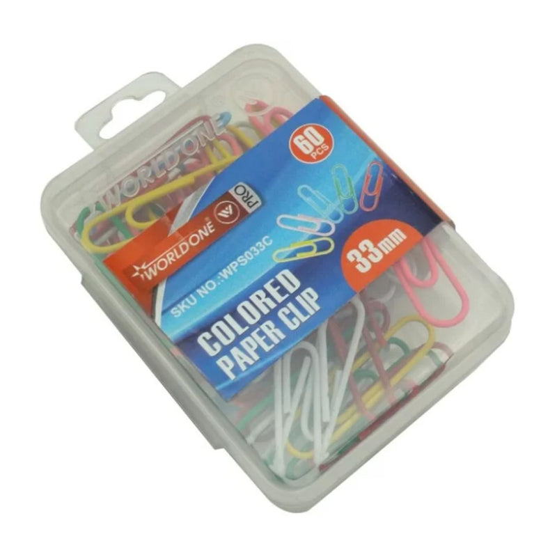 World One Coloured Paper Clips (33mm) (60pcs)