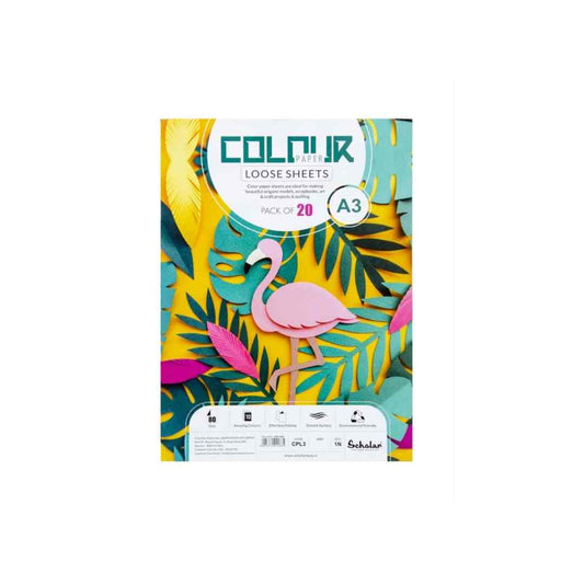 Scholar A3 Color Paper Loose Sheets - 80 GSM 20 Sheets (CPL3)