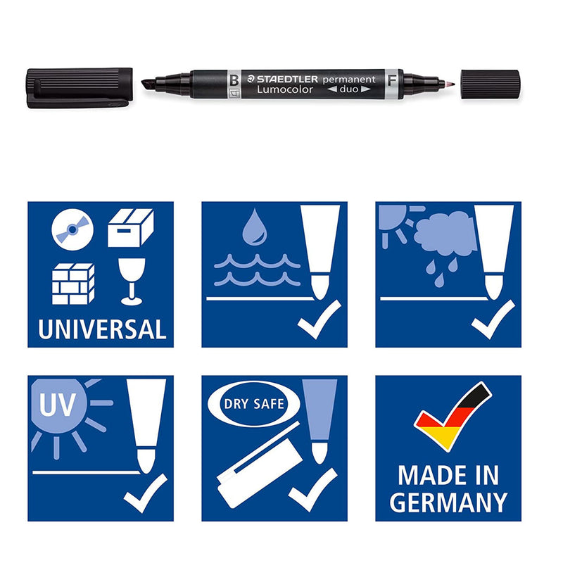 Staedtler Lumocolor Duo 348 348-9 Permanent Marker Black