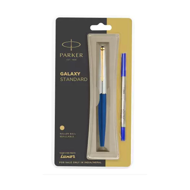 Parker Galaxy Standard Gold Trim (Blue Body) Roller Ball Pen