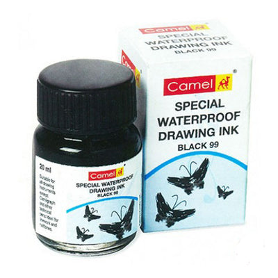 Camel Special Waterproof Drawing Ink Black 99 – 20ml - Skyblue Stationery Mart