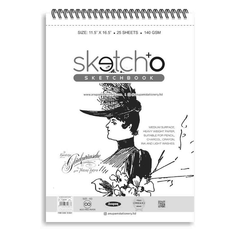 Anupam Oxford Spiral Sketchbook 140 Gsm A3-25 sheets