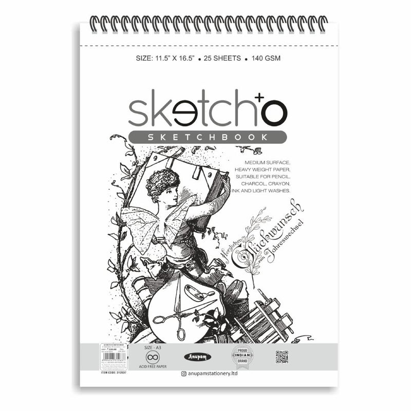 Anupam Oxford Spiral Sketchbook 140 Gsm A3-25 sheets