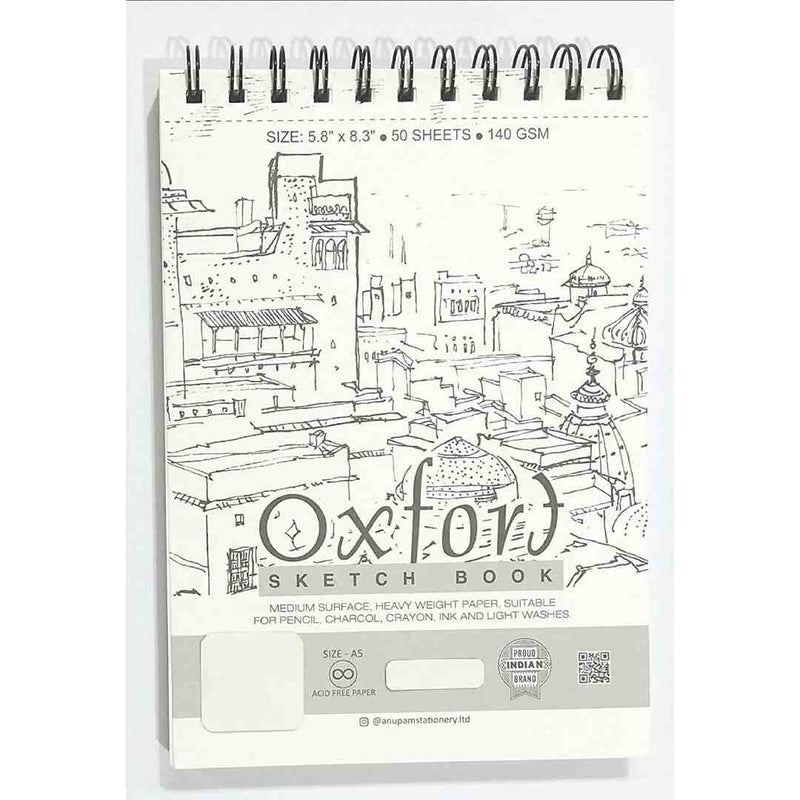 Anupam Oxford Spiral Sketchbook 140 Gsm A5- 50 Sheets