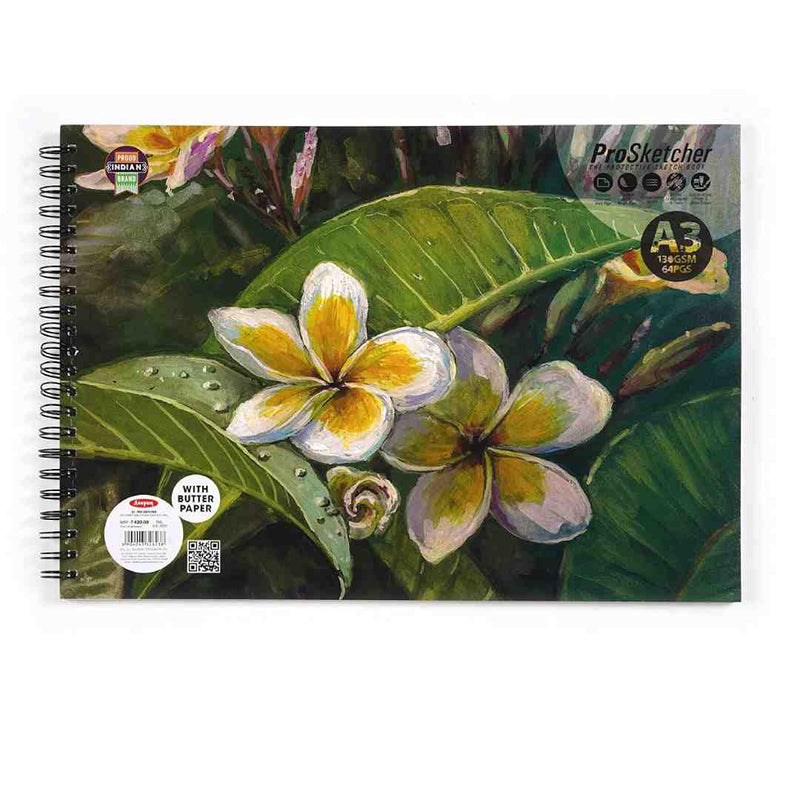 Anupam A3 -PRO-Sketcher Sketch Book 130 GSM,64 Pages White
