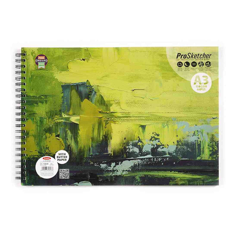 Anupam A3 -PRO-Sketcher Sketch Book 130 GSM,64 Pages White