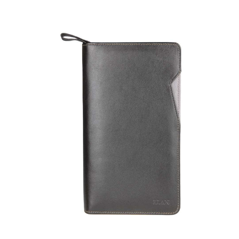 Elan Leather Zip Travel Wallet-Black-EX4247