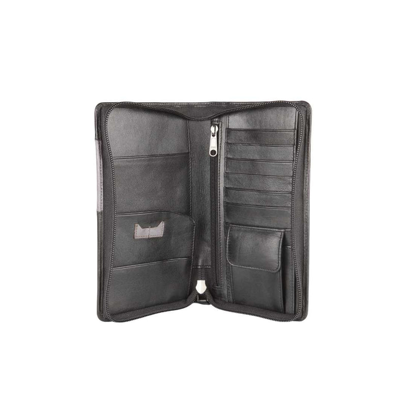 Elan Leather Zip Travel Wallet-Black-EX4247