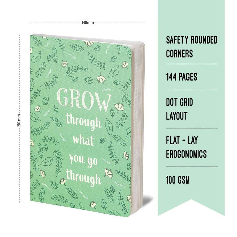 Factor Notes Grow: All-Purpose Notebook (A5/100Gsm)-144 Pages-Soft Cover-Dot Grid