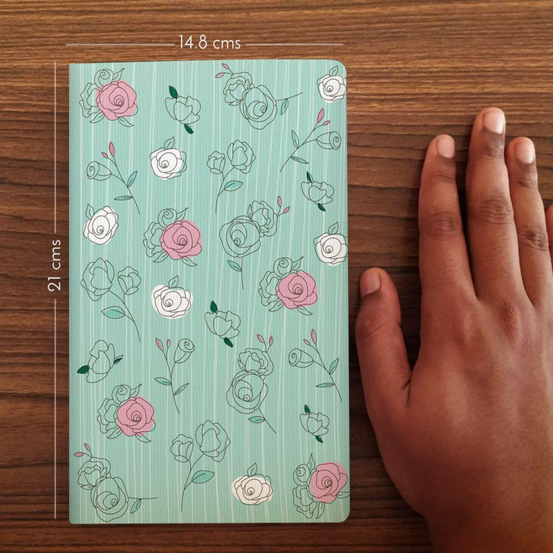 Factor Notes The Pastel Mint Roses : All-Purpose Notebook-A5-144 Pages-Soft Cover-Dot Grid