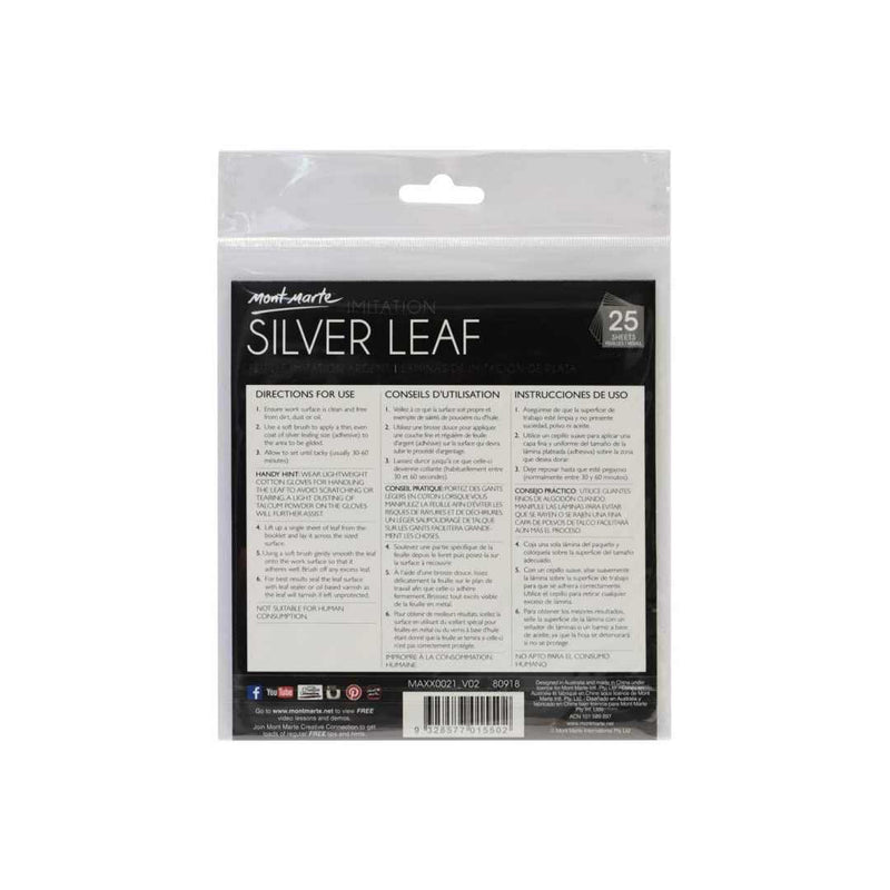 Mont Marte Imitation Silver Leaf - 25 Sheets