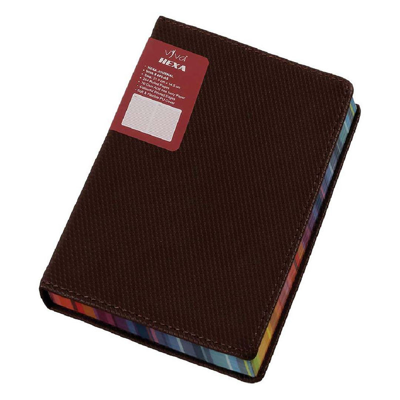 Viva Hexa A6 Journal Notebook Pocket Size 70 GSM 264 Ruled Pages with Colorful Printed Edges