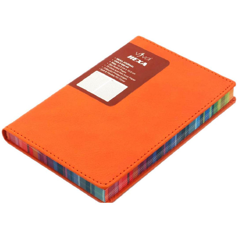 Viva Hexa A6 Journal Notebook Pocket Size 70 GSM 264 Ruled Pages with Colorful Printed Edges