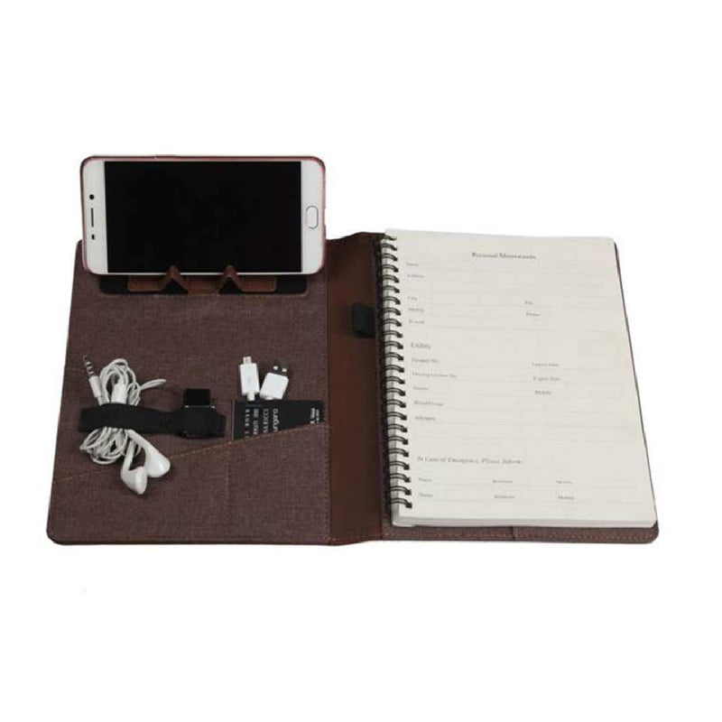 Viva Xenon 220 Pages Ruled Techno Notebook with Foldable Mobile Dock/Stand and Space for Charger Cord & USB